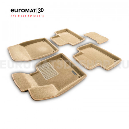 Текстильные 3D коврики Euromat3D Business в салон для Volvo XC 90 (2015-) № EMC3D-005509T Бежевый