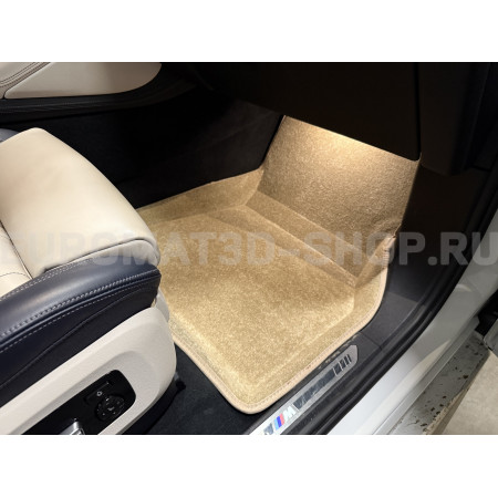 Текстильные 3D коврики Euromat3D Lux в салон для Bmw X6 (G06) (2018-) № EM3D-001227T Бежевые