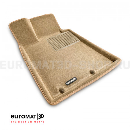 Текстильные 3D коврики Euromat3D Business в салон для Kia Quoris (2014-) № EMC3D-002928T Бежевые