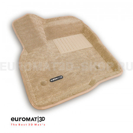 Текстильные 3D коврики Euromat3D Business в салон для Chevrolet Bolt (2016-) № EMC3D-001500T Бежевые